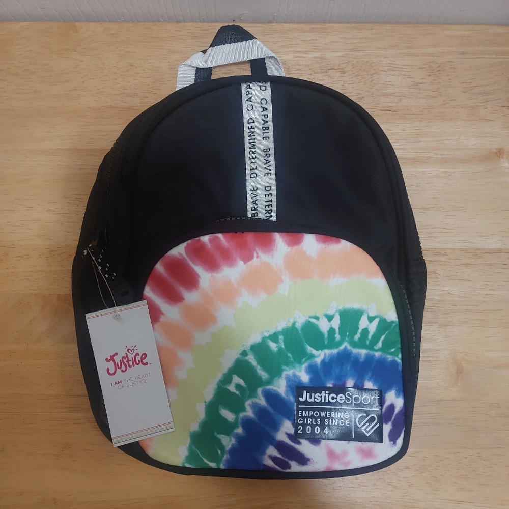 NWT Girl's Justice Sport Mini Backback Purse/Bag Black w/colors
